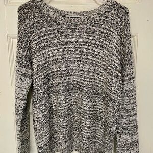 Larry Levine Black and White with Gold, Knit Sweater, Medium